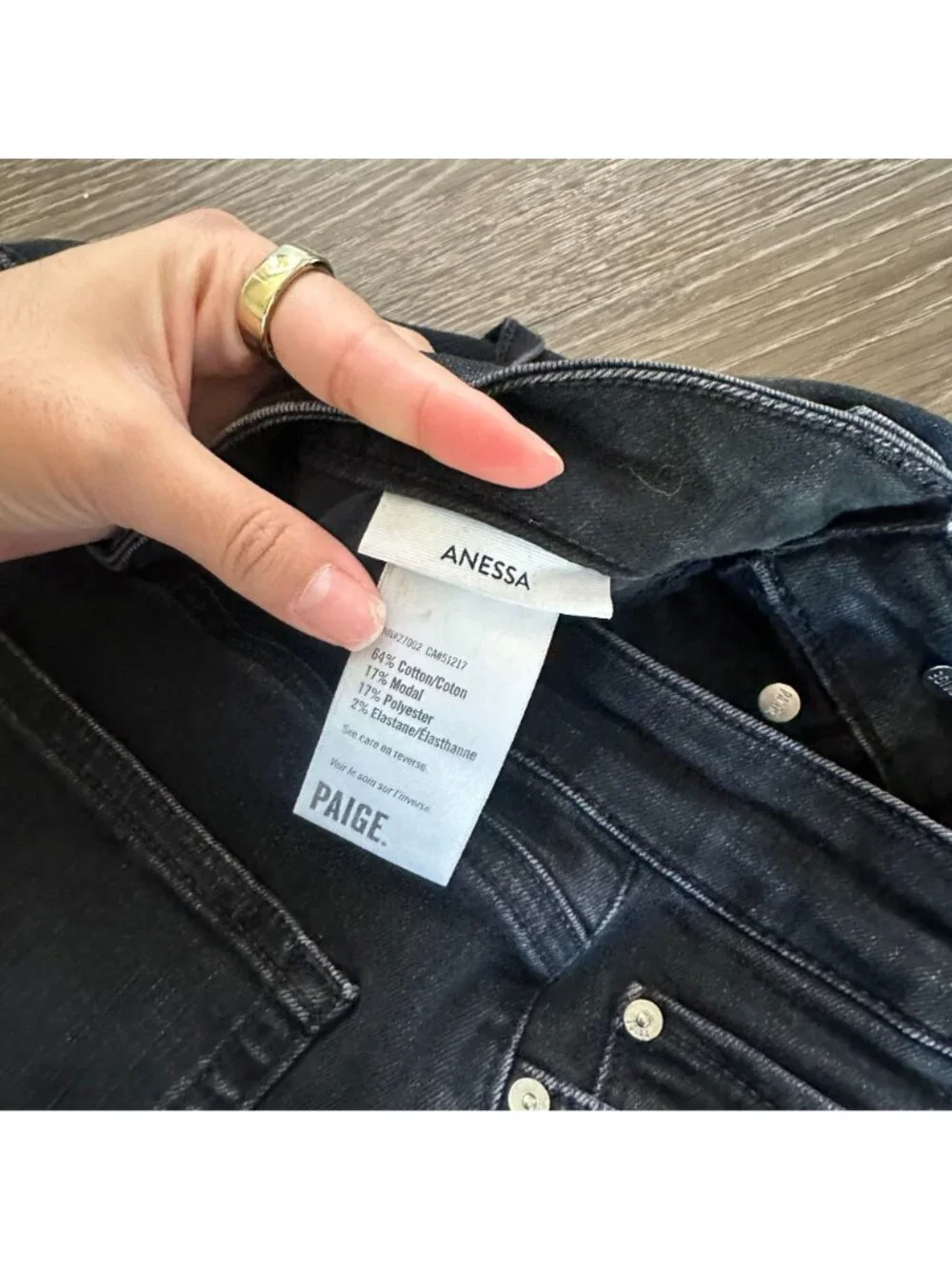 PAIGE Anessa Exposed Button Twist Seam Jeans 30 Dark Obsidian Wash Boho Minimali
